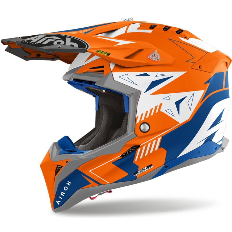 Motokros čelada Airoh Aviator 3 Spin fluo oranžna mat