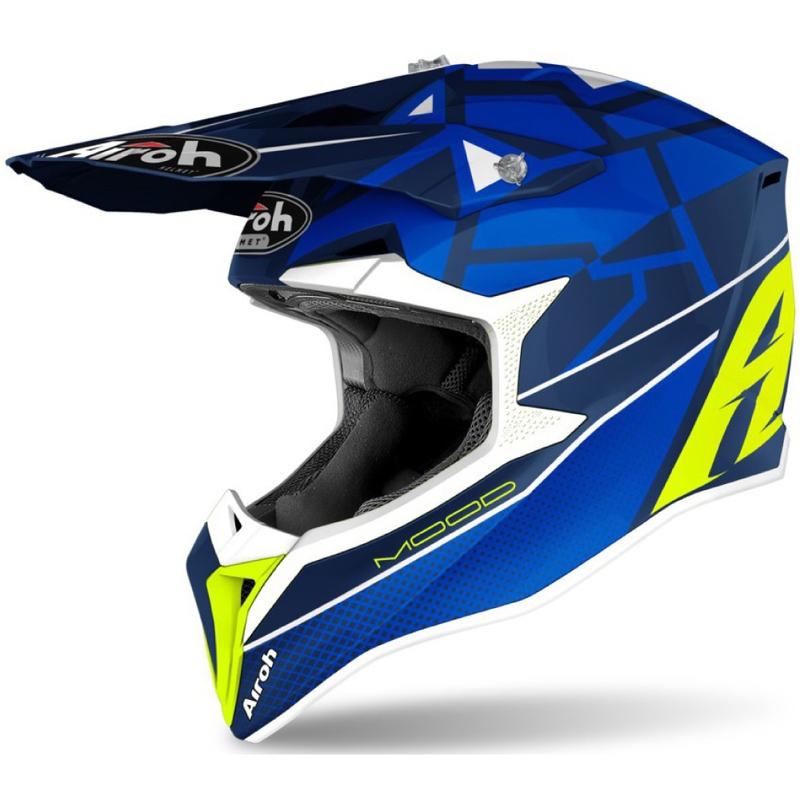 Otroška motokros čelada Airoh Wraap Youth Mood blue-white-yellow