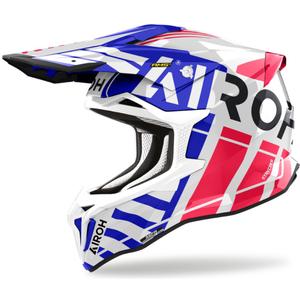 Airoh Strycker Brave 2024 motokros čelada sijoča modro-rdeča razprodaja