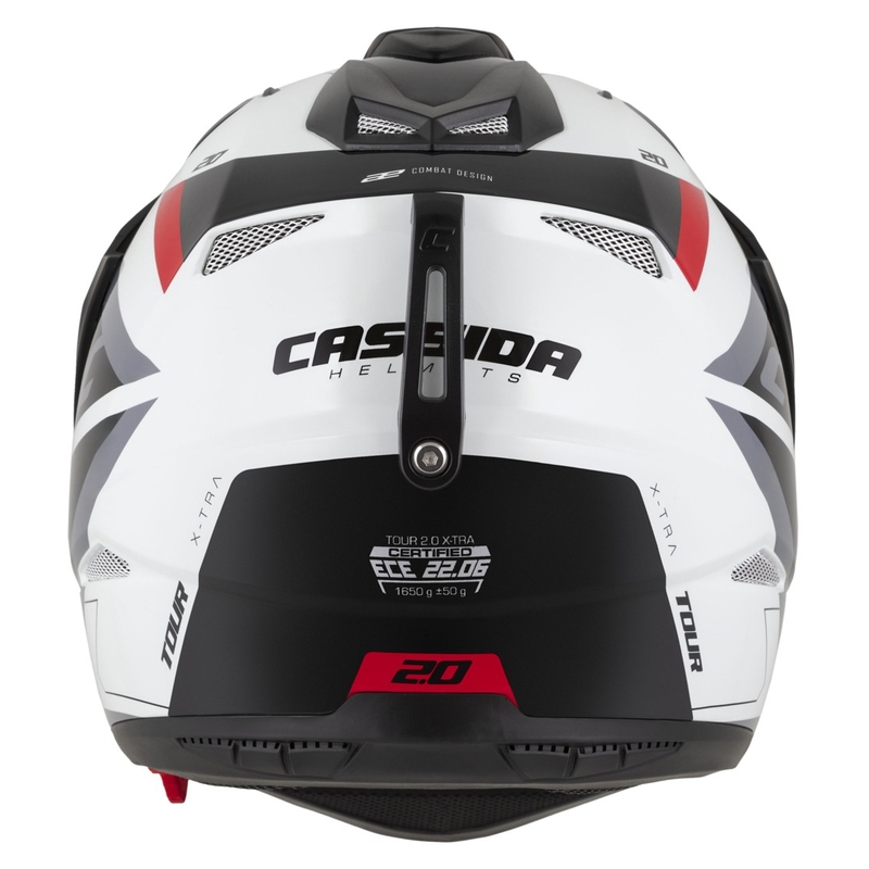 Enduro čelada Cassida Tour 2.0 X-tra belo-rdeče-črna s črnim mat vizirjem