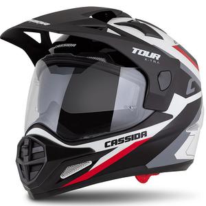 Enduro čelada Cassida Tour 2.0 X-tra belo-rdeče-črna s črnim mat vizirjem