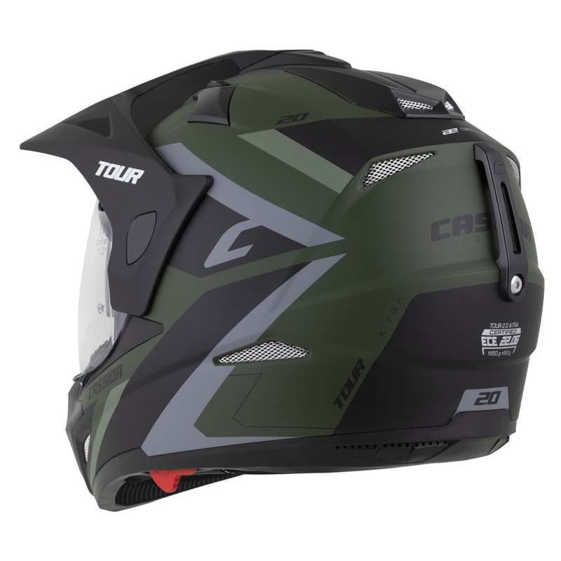 Enduro čelada Cassida Tour 2.0 X-tra mat zeleno-sivo-črna s črnim mat vizirjem