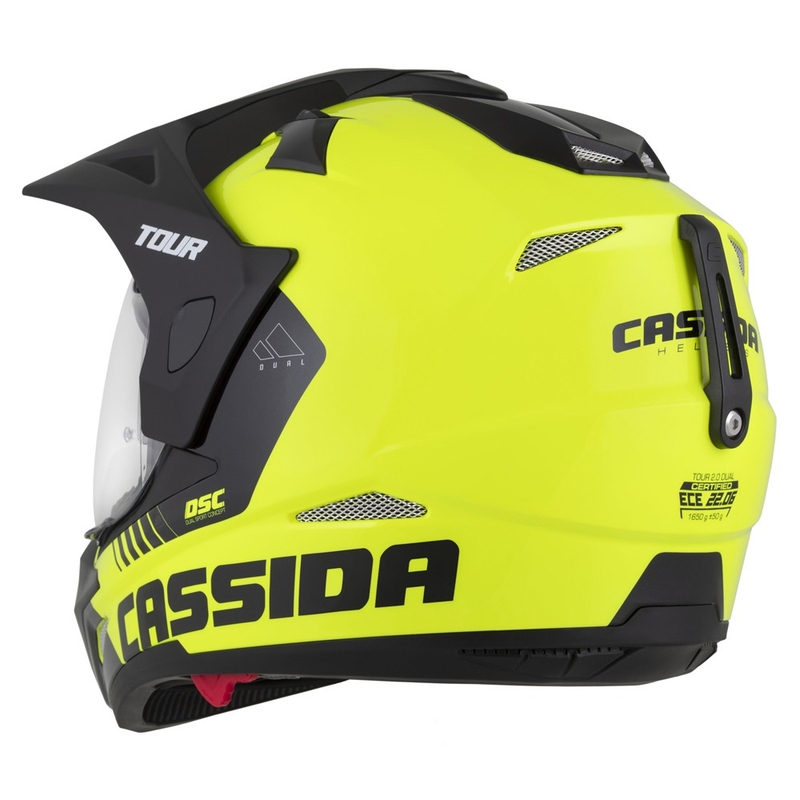 Enduro čelada Cassida Tour 2.0 Dual fluo rumeno-črno-črna s črnim mat vizirjem