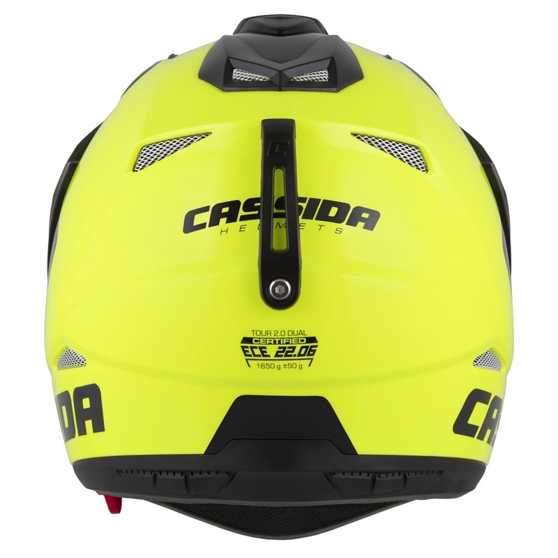 Enduro čelada Cassida Tour 2.0 Dual fluo rumeno-črno-črna s črnim mat vizirjem