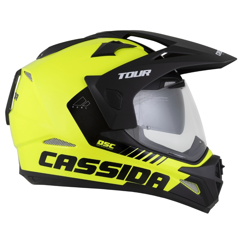 Enduro čelada Cassida Tour 2.0 Dual fluo rumeno-črno-črna s črnim mat vizirjem