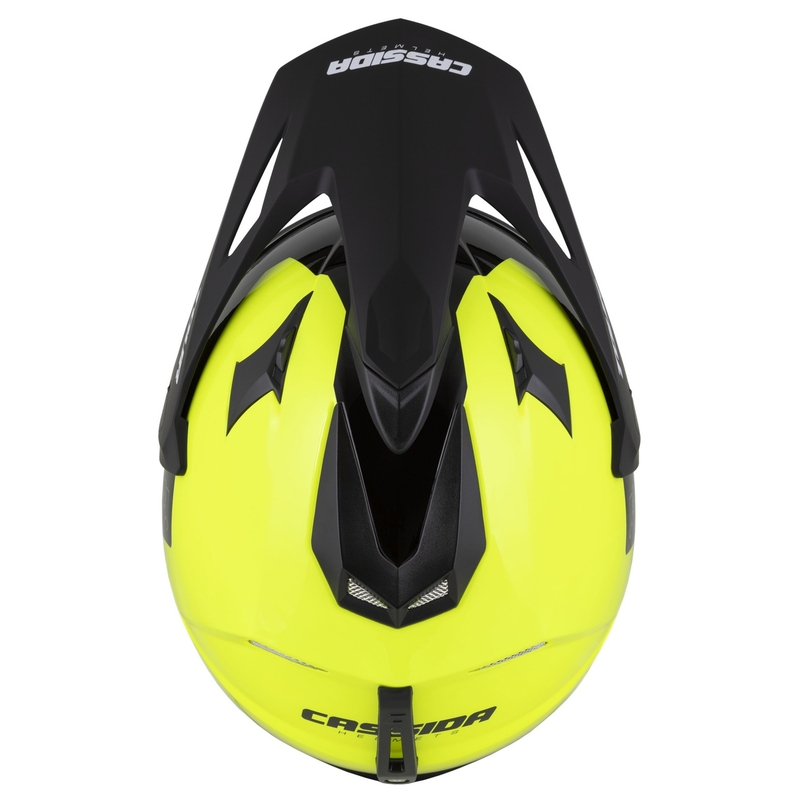 Enduro čelada Cassida Tour 2.0 Dual fluo rumeno-črno-črna s črnim mat vizirjem