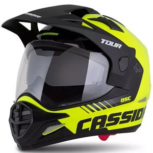 Enduro čelada Cassida Tour 2.0 Dual fluo rumeno-črno-črna s črnim mat vizirjem