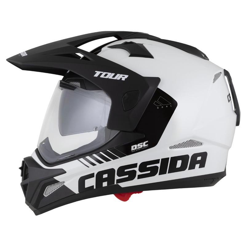 Enduro čelada Cassida Tour 2.0 Dual belo-črna s črnim mat vizirjem