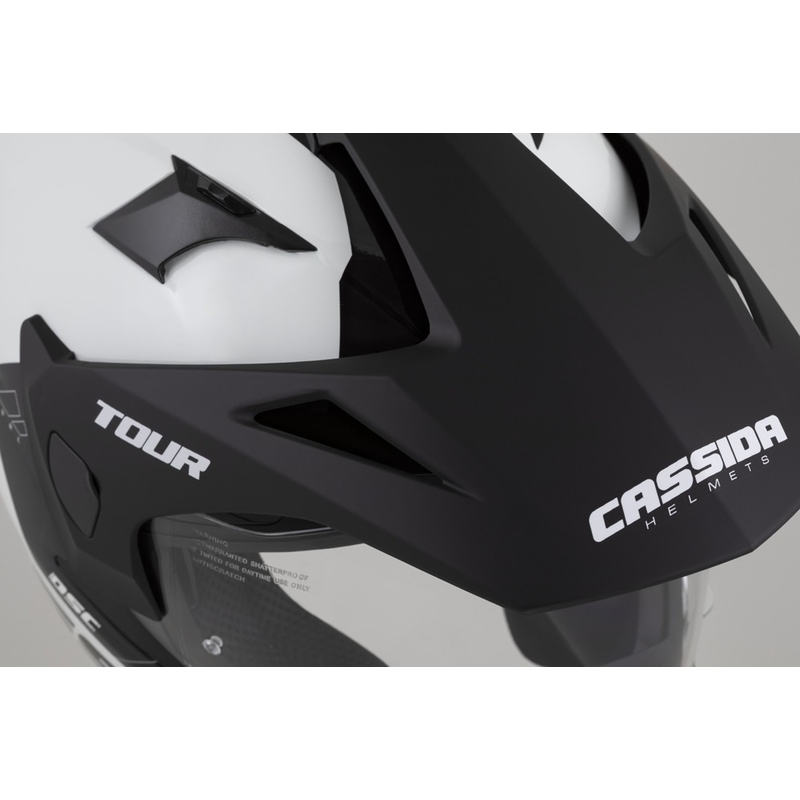 Enduro čelada Cassida Tour 2.0 Dual belo-črna s črnim mat vizirjem