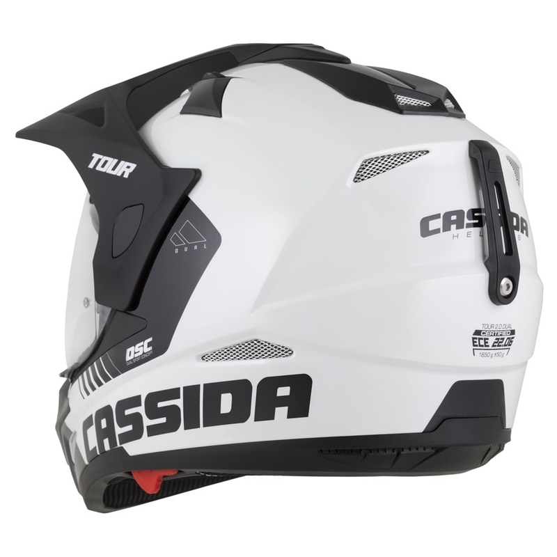 Enduro čelada Cassida Tour 2.0 Dual belo-črna s črnim mat vizirjem