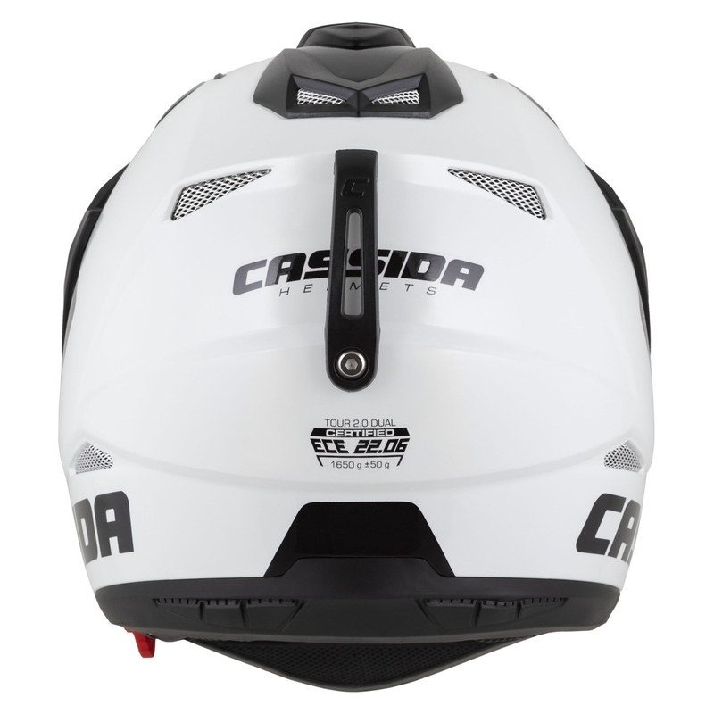 Enduro čelada Cassida Tour 2.0 Dual belo-črna s črnim mat vizirjem