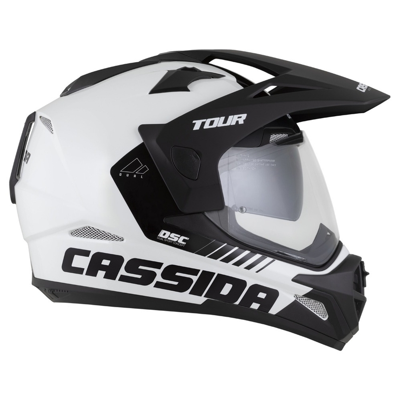 Enduro čelada Cassida Tour 2.0 Dual belo-črna s črnim mat vizirjem