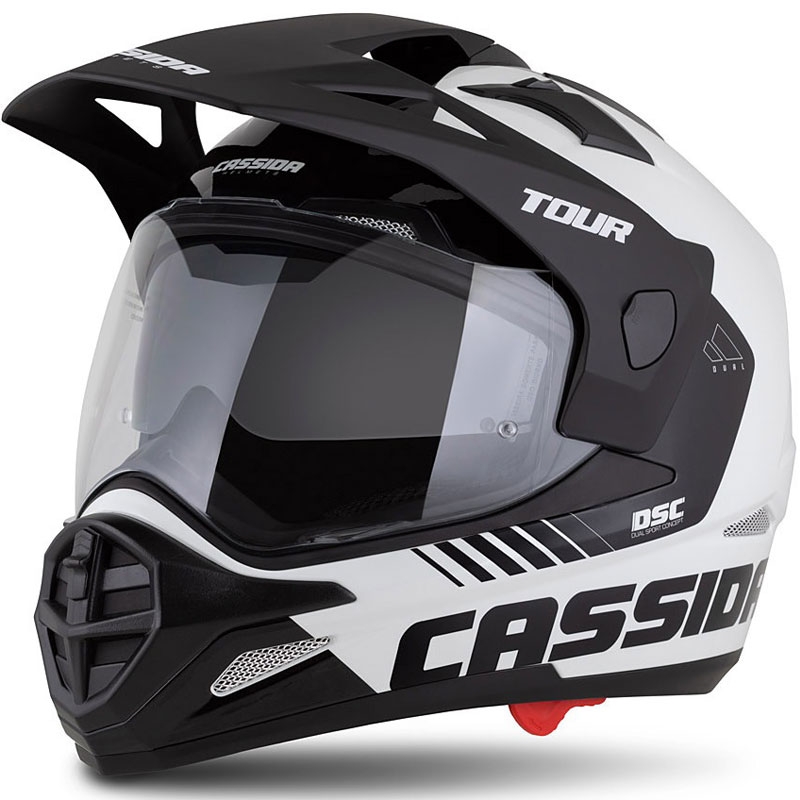 Enduro čelada Cassida Tour 2.0 Dual belo-črna s črnim mat vizirjem