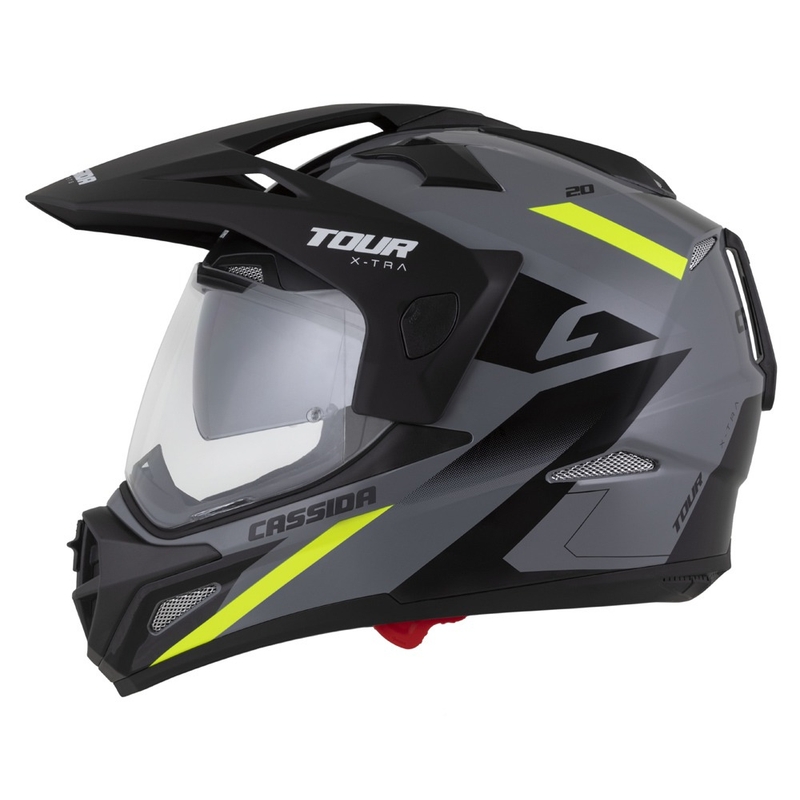Enduro čelada Cassida Tour 2.0 X-tra sivo-fluo rumeno-črna s črnim mat vizirjem