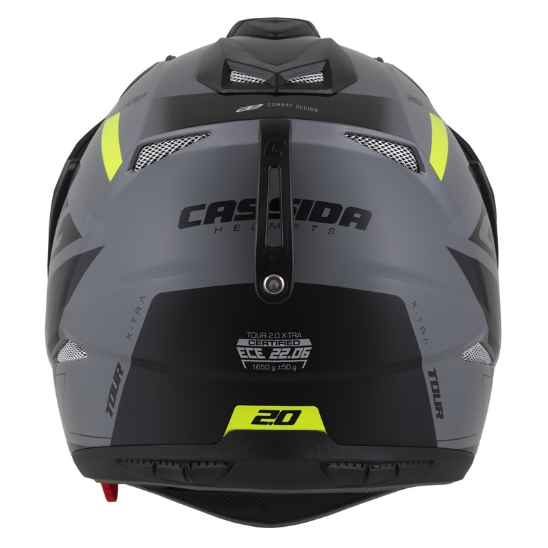 Enduro čelada Cassida Tour 2.0 X-tra sivo-fluo rumeno-črna s črnim mat vizirjem