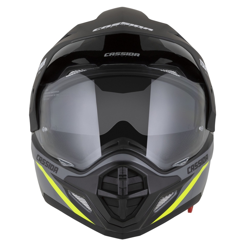 Enduro čelada Cassida Tour 2.0 X-tra sivo-fluo rumeno-črna s črnim mat vizirjem