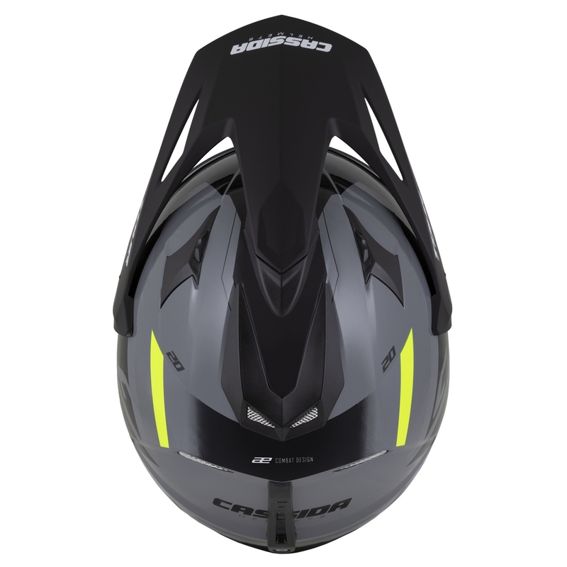 Enduro čelada Cassida Tour 2.0 X-tra sivo-fluo rumeno-črna s črnim mat vizirjem