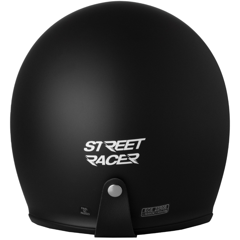 Odprta motoristična čelada Street Racer Shadow II Matte Black