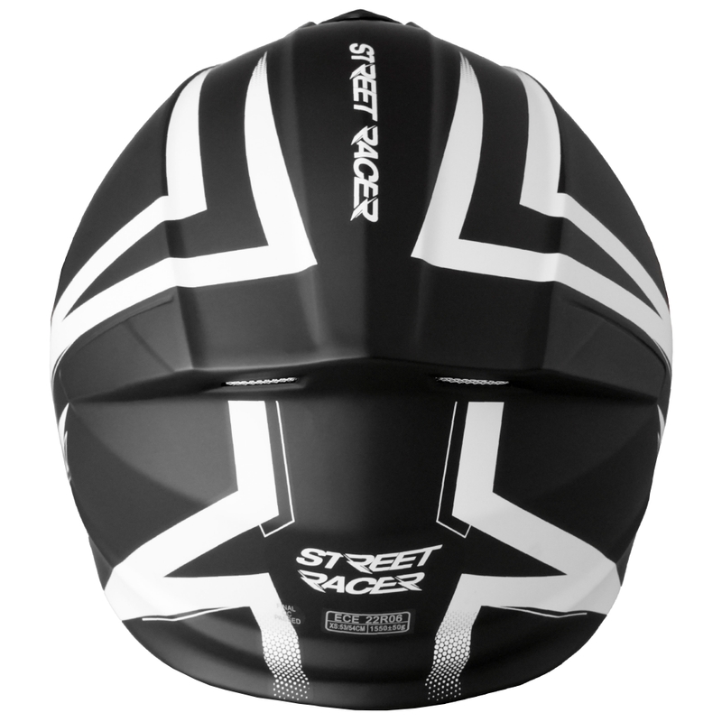 Motoristična čelada na preklop Street Racer Fury mat črno-bela