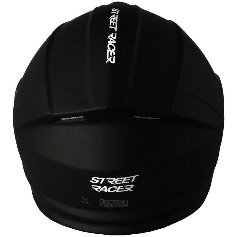 Motociklistična čelada Street Racer Fury z nagibom, mat črna