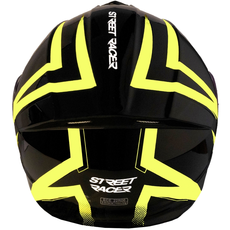 Moto čelada Street Racer Fury z nagibom, črno-fluo rumena