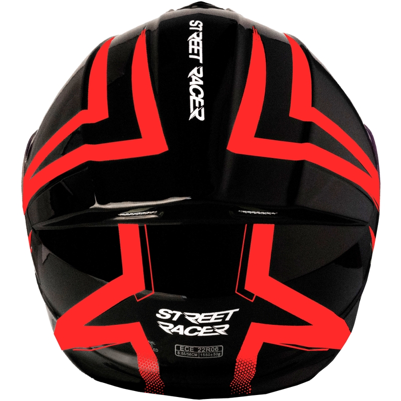 Motoristična čelada na preklop Street Racer Fury črno-rdeča