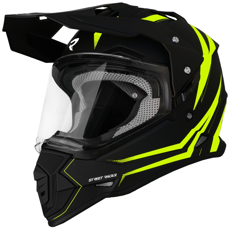 Enduro motoristična čelada Street Racer Ignite mat črno-fluo rumena
