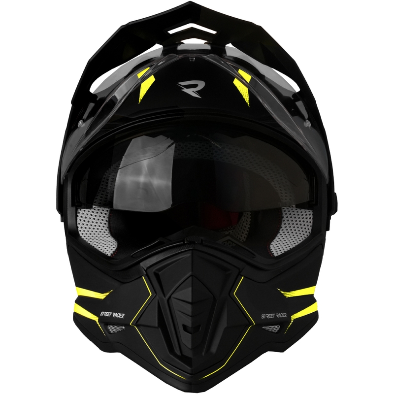 Enduro motoristična čelada Street Racer Ignite mat črno-fluo rumena