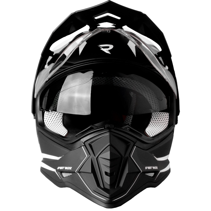 Enduro motoristična čelada Street Racer Ignite mat črno-bela