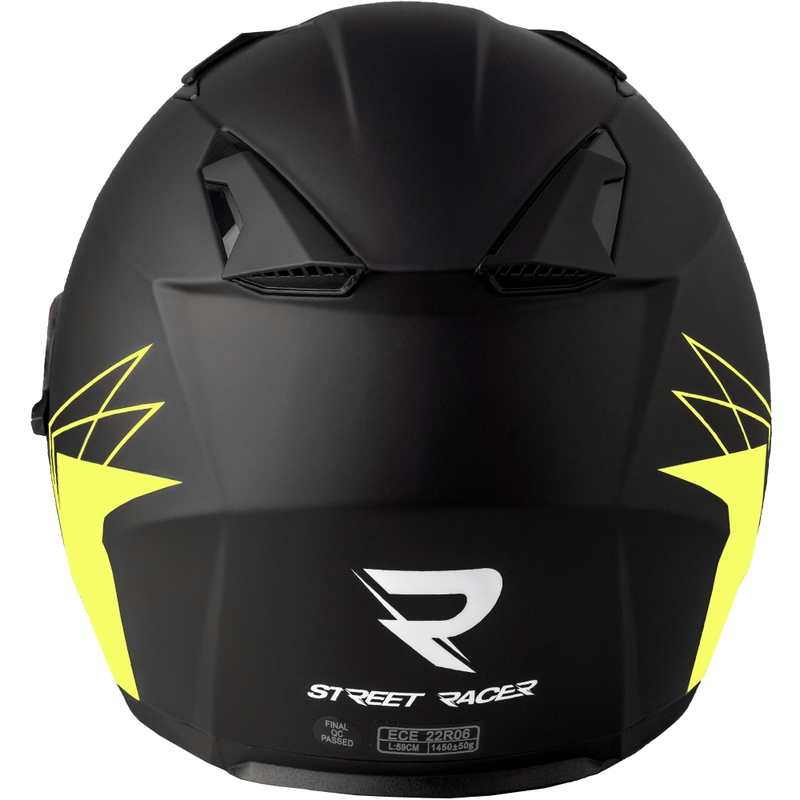 Odprta motoristična čelada Street Racer Sonic mat črno-fluo rumena