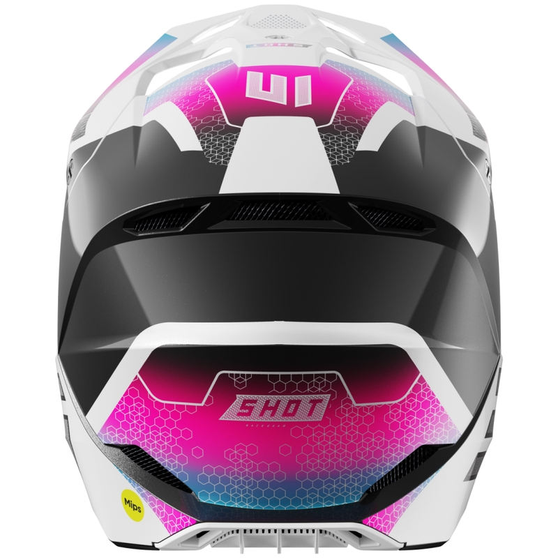 Motokros čelada Shot Race Phaser perla črno-modra-roza