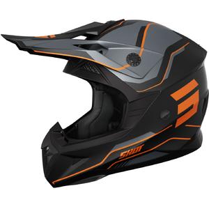 Motokros čelada Shot Pulse Lines mat črno-oranžna