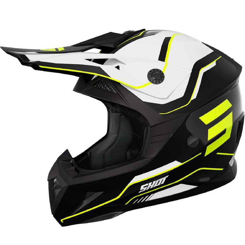 Otroška motokros čelada Shot Pulse Lines črno-fluo rumena