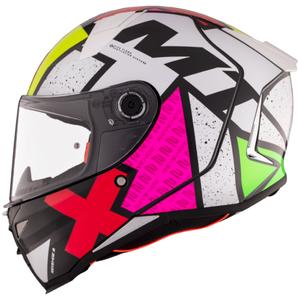 Integralna motoristična čelada MT REVENGE 2 S Light CO sijajna bela-roza-rumena