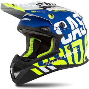 Motokros čelada Cassida Cross Cup Sonic fluo rumeno-modra mat