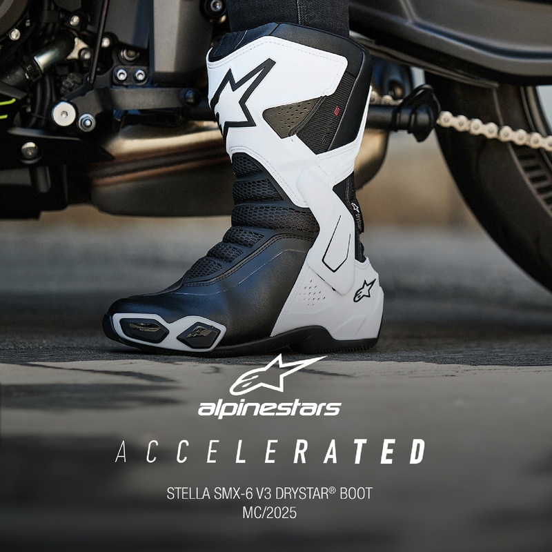 Ženski motoristični škornji Alpinestars Stella SMX-6 3 Drystar belo-črni