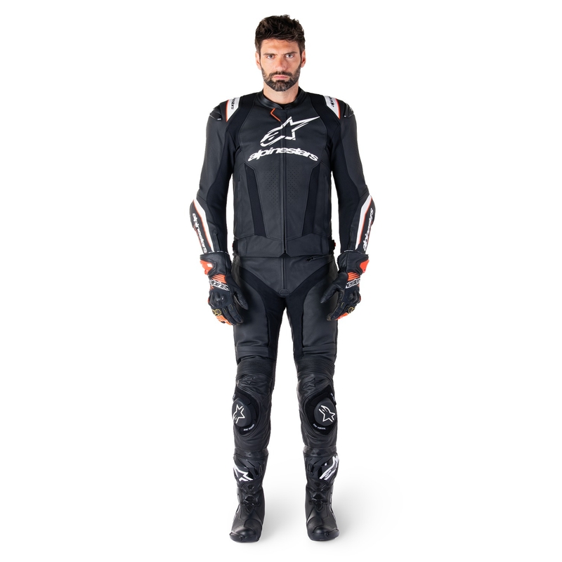 Usnjena motoristična jakna Alpinestars Missile 3 Ignition črno-bela