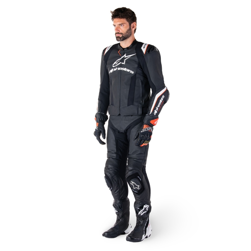 Usnjena motoristična jakna Alpinestars Missile 3 Ignition črno-bela