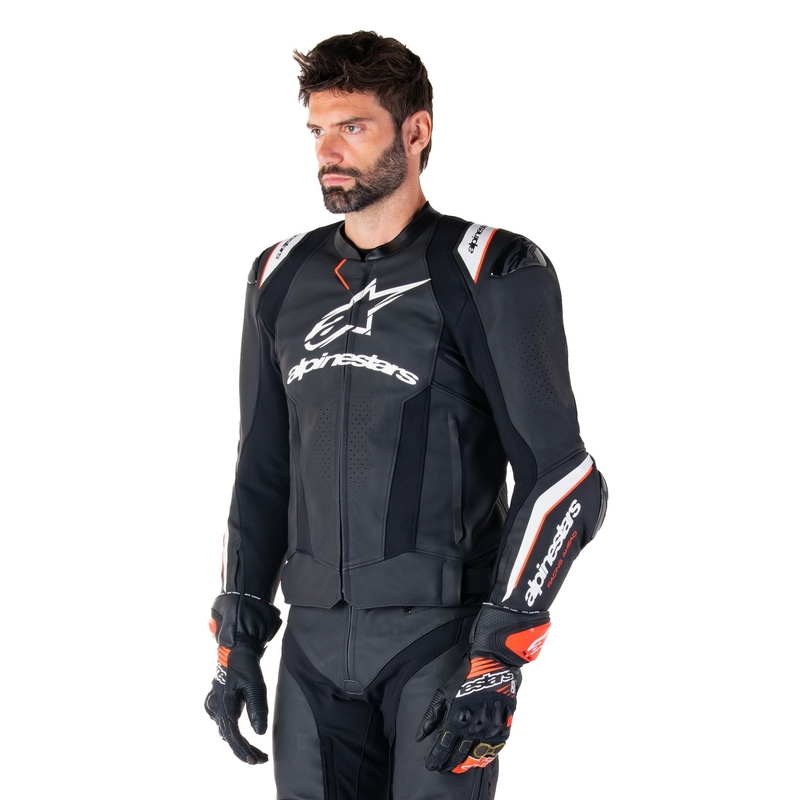 Usnjena motoristična jakna Alpinestars Missile 3 Ignition črno-bela