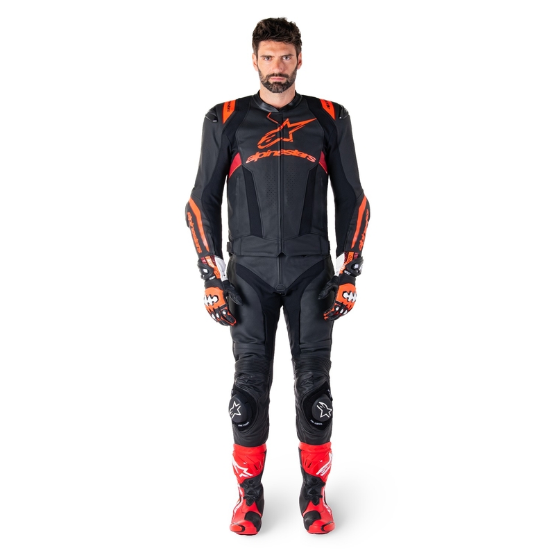 Alpinestars Missile 3 Ignition usnjena motoristična jakna črna-fluo rdeča-temno rdeča