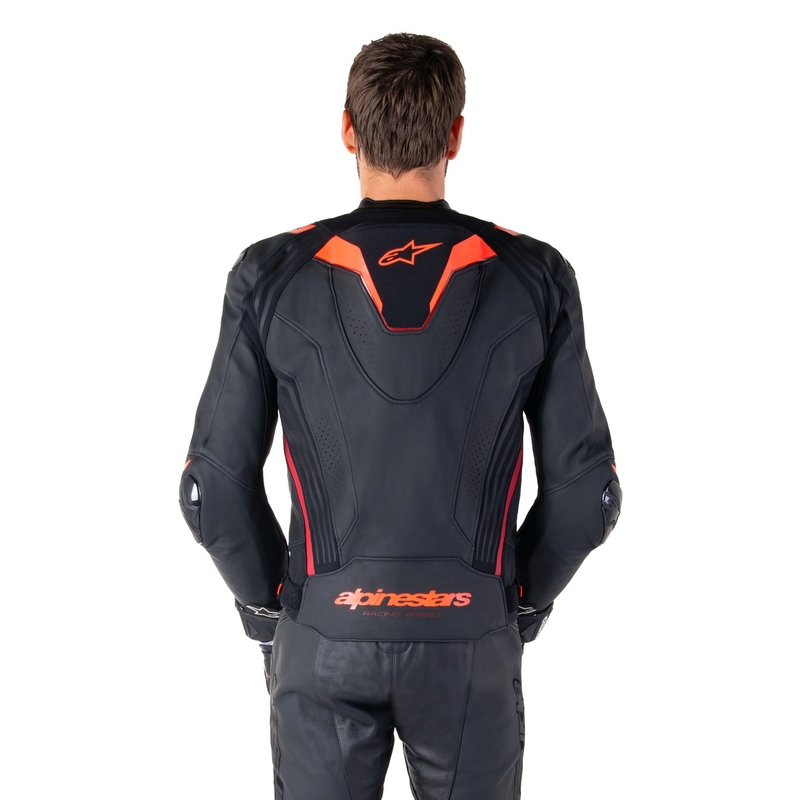 Alpinestars Missile 3 Ignition usnjena motoristična jakna črna-fluo rdeča-temno rdeča