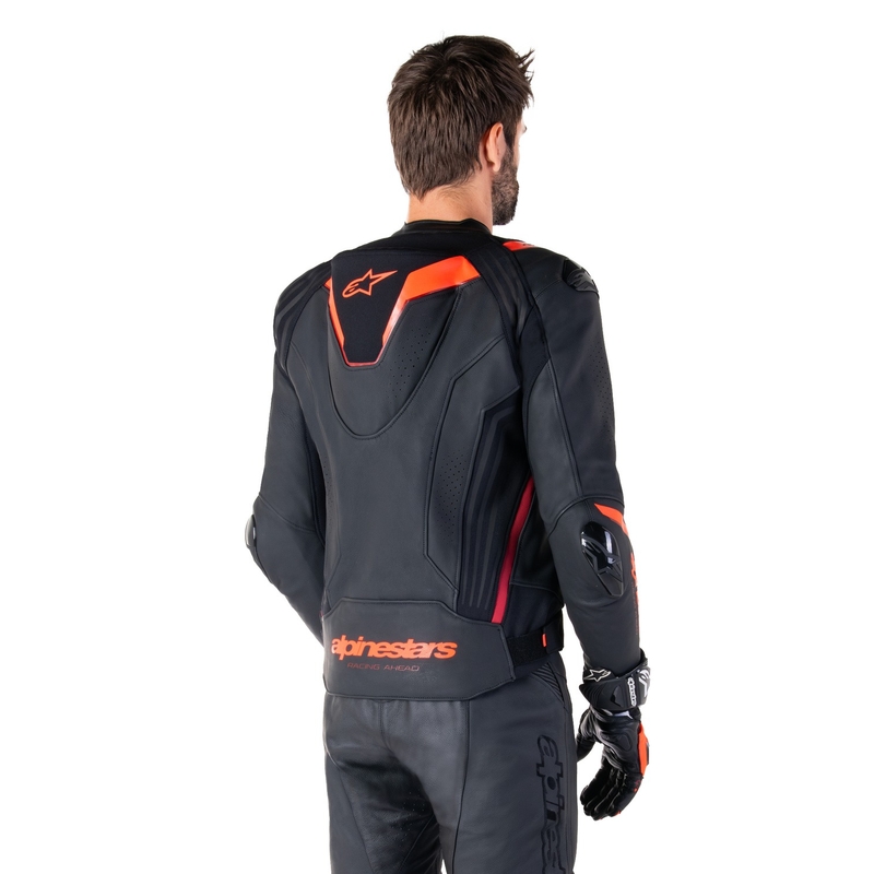 Alpinestars Missile 3 Ignition usnjena motoristična jakna črna-fluo rdeča-temno rdeča