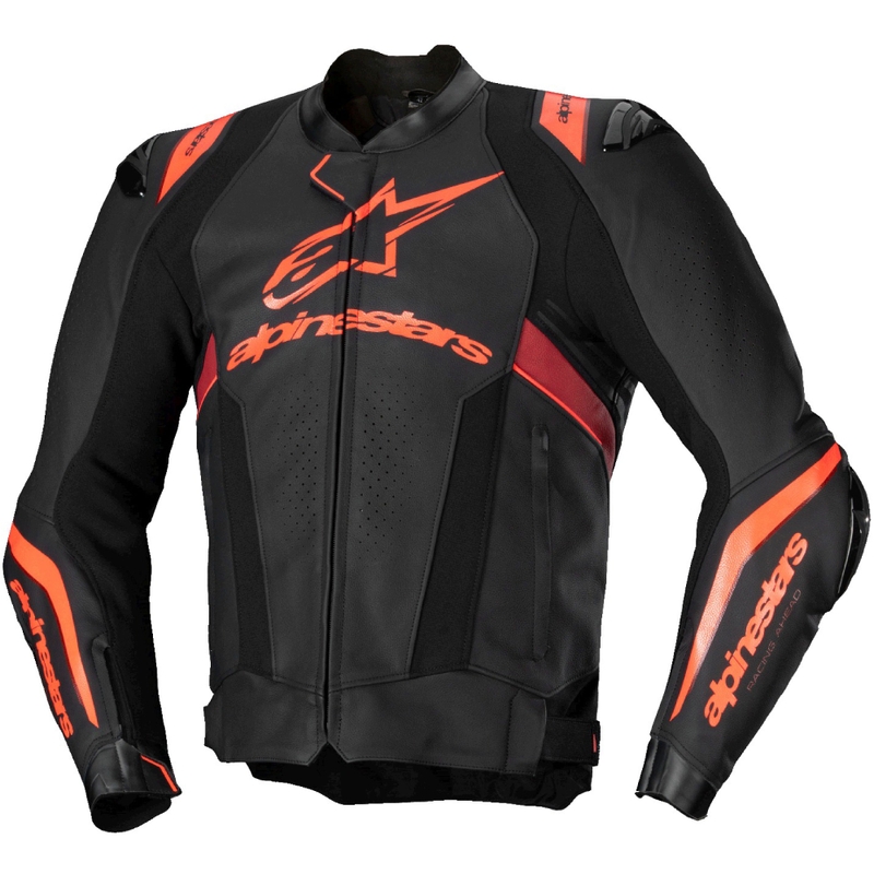 Alpinestars Missile 3 Ignition usnjena motoristična jakna črna-fluo rdeča-temno rdeča