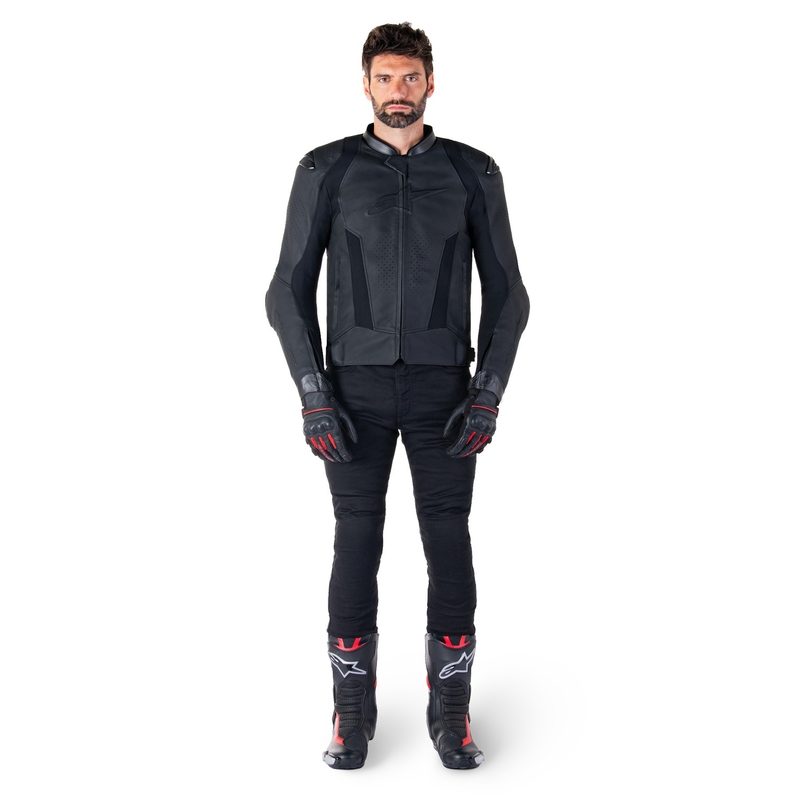 Alpinestars Missile 3 usnjena motoristična jakna črno-črna