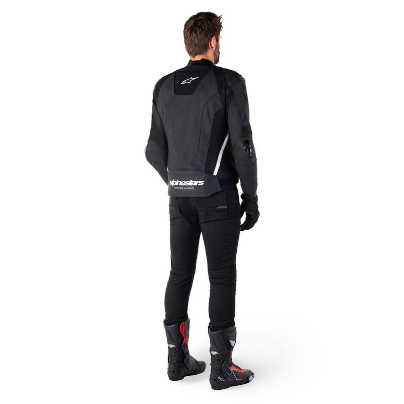 Usnjena motoristična jakna Alpinestars Missile 3 črno-bela