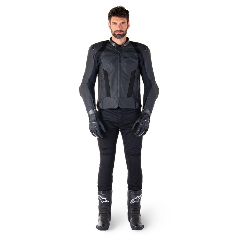 Alpinestars Missile 3 Airflow usnjena motoristična jakna črno-črna
