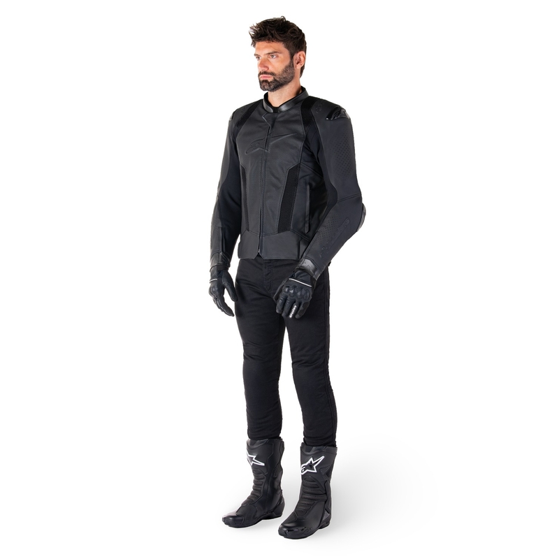 Alpinestars Missile 3 Airflow usnjena motoristična jakna črno-črna