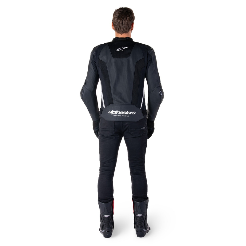Usnjena motoristična jakna Alpinestars Missile 3 Airflow črno-bela