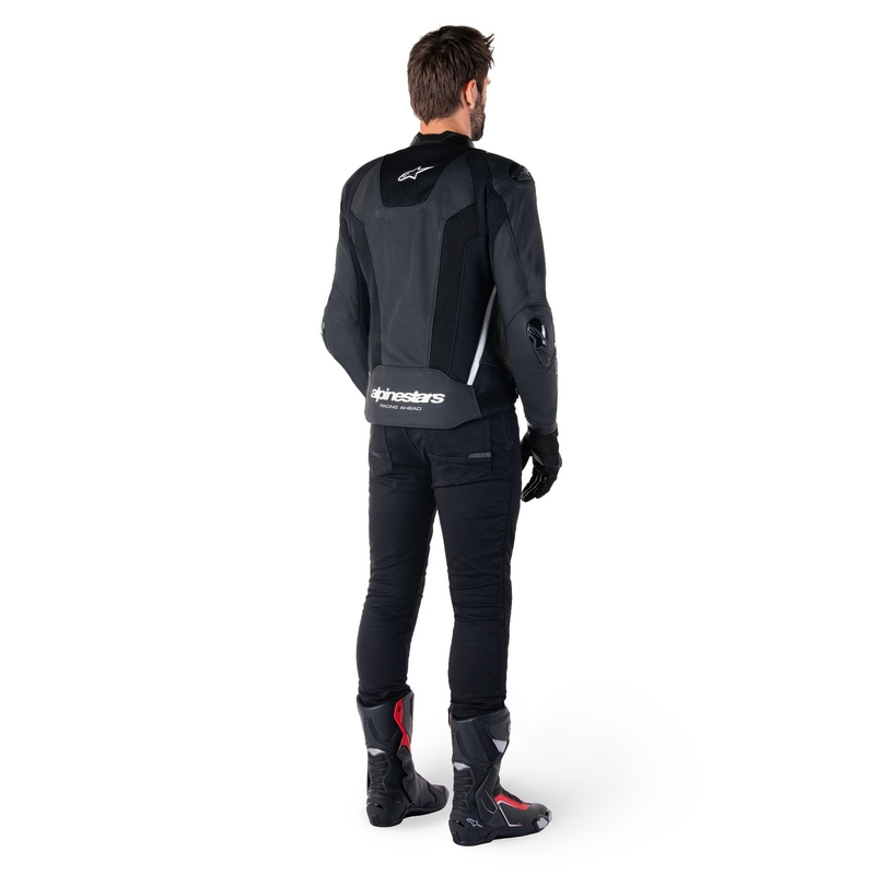 Usnjena motoristična jakna Alpinestars Missile 3 Airflow črno-bela