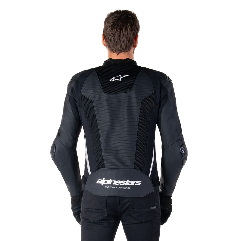 Usnjena motoristična jakna Alpinestars Missile 3 Airflow črno-bela